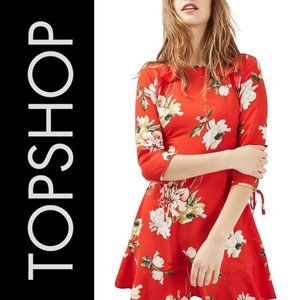 TOPSHOP Ruffle Floral Tea Dress